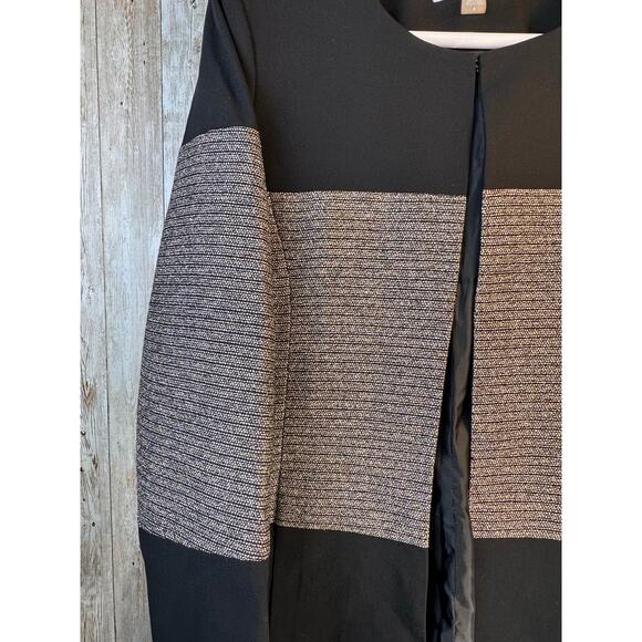 Calvin‎ Klein Skirt Suit 8 Gray Metallic Black Colorblock Ribbed Stretch Lined - Picture 7 of 16